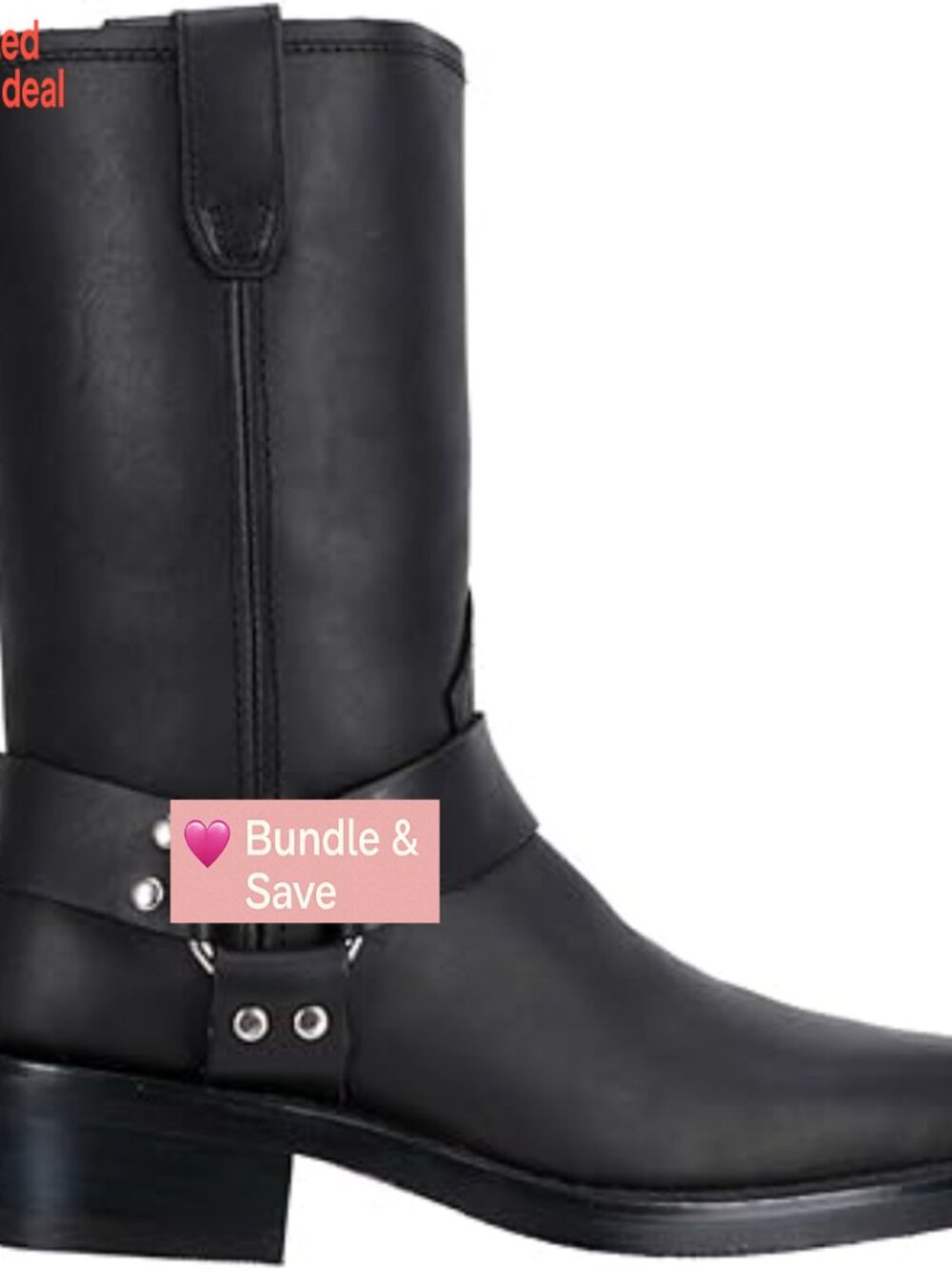 Women's Gaucho Leather Harness Riding Boots Pull-On Square Toe